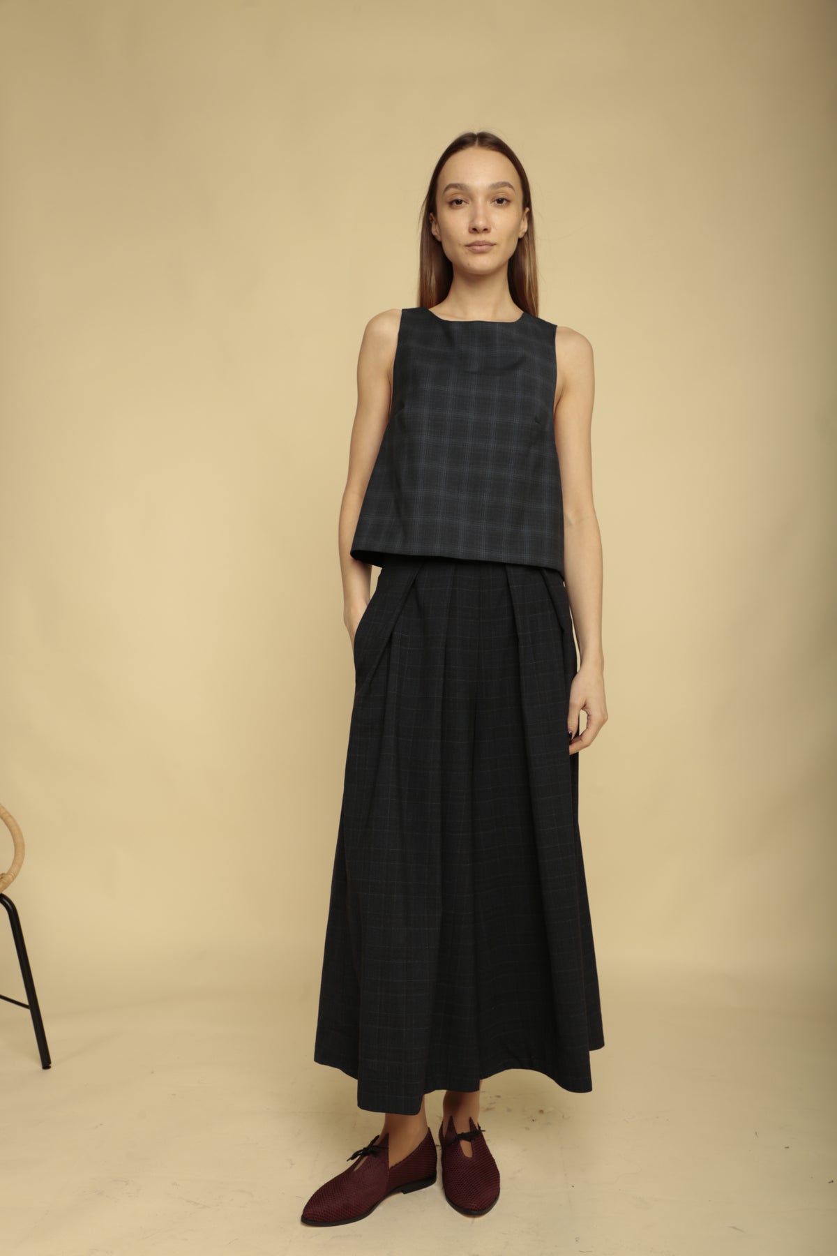 Luka Classic Dark Blue Tartan Top