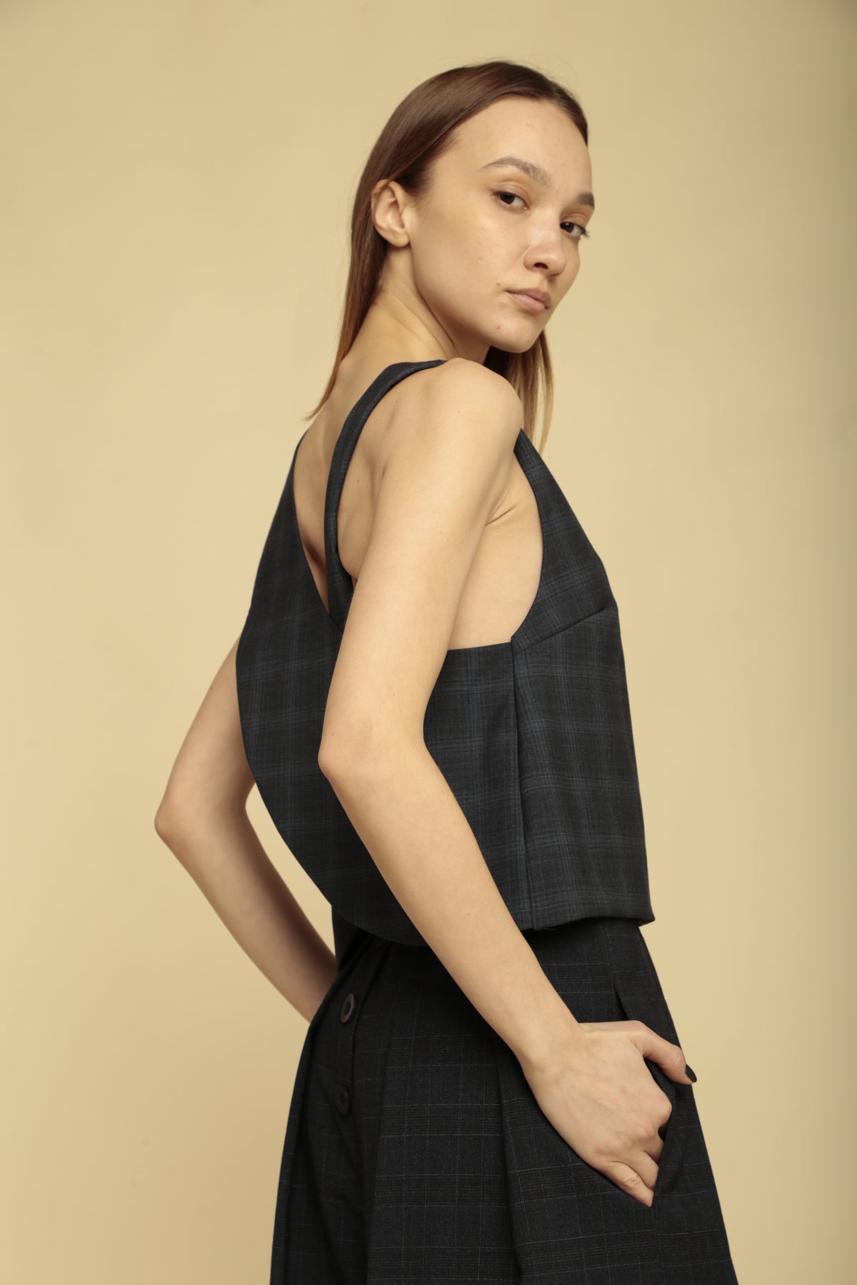 Luka Classic Dark Blue Tartan Top