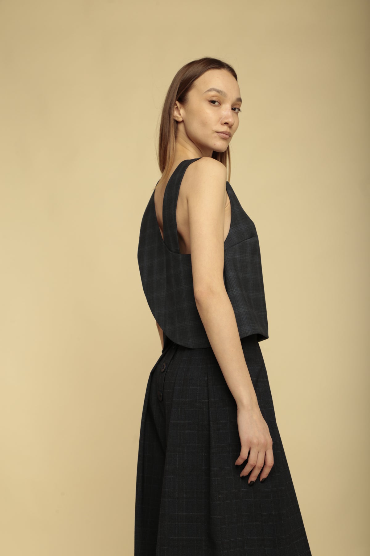 Luka Classic Dark Blue Tartan Top