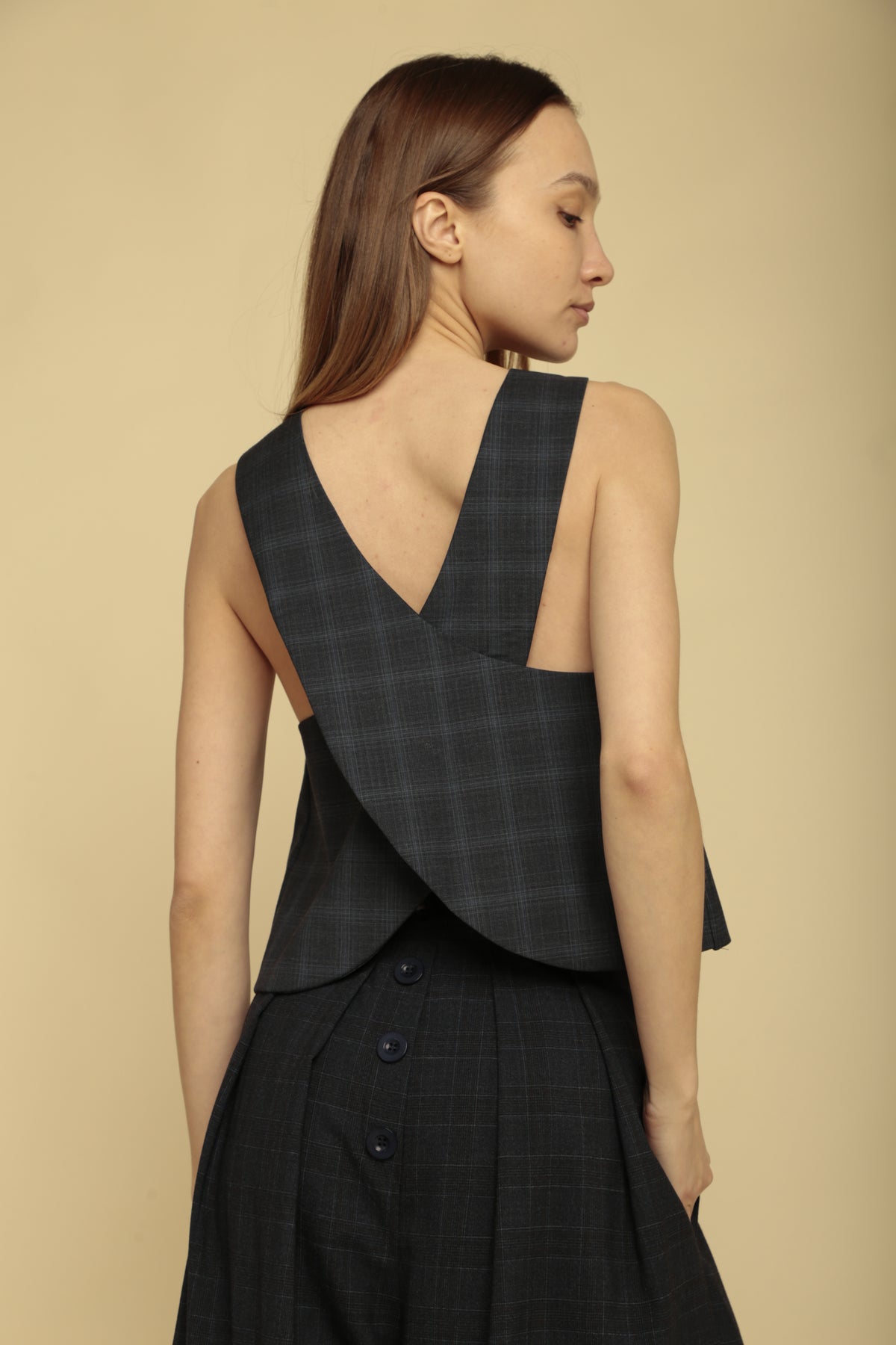 Luka Classic Dark Blue Tartan Top