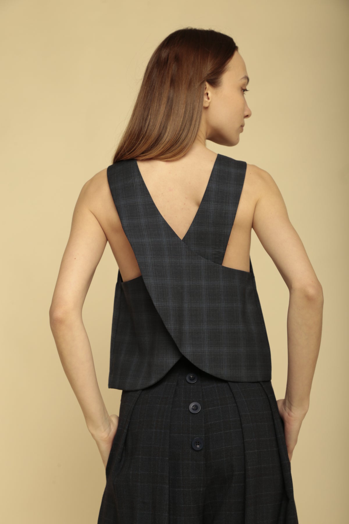 Luka Classic Dark Blue Tartan Top