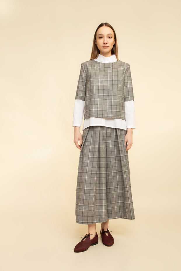 Pants Obi Wool Grey Plaid