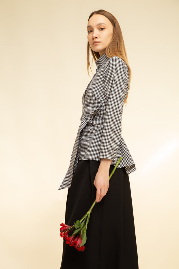 Top Iris Black and White Plaid