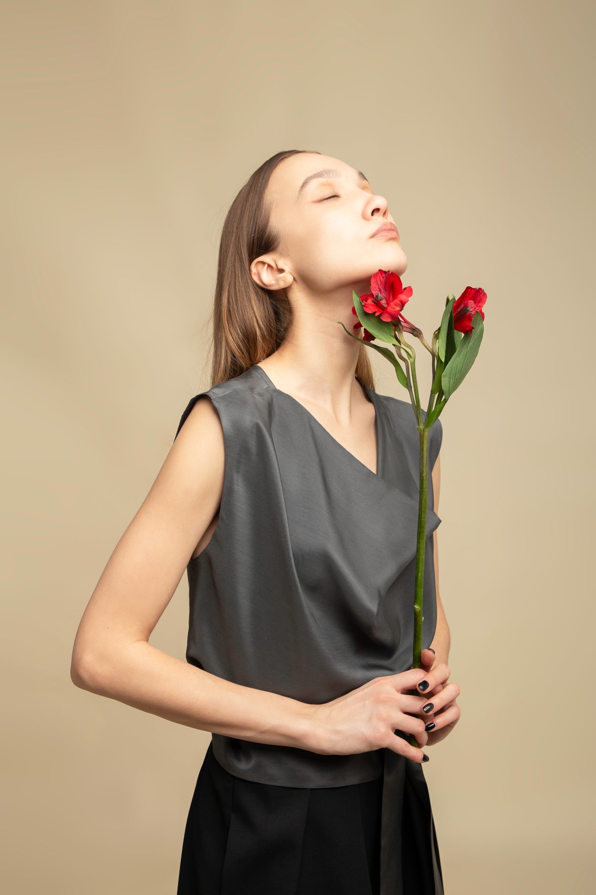 Top Athen Silk Dark Gray