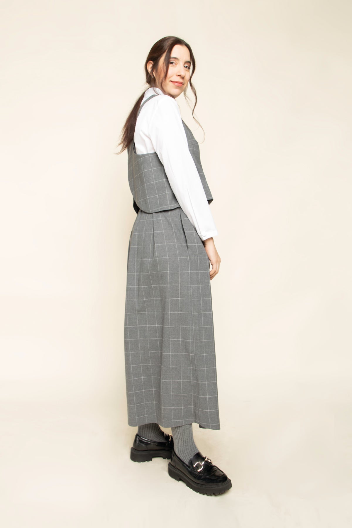 Pants Obi Wool Grey Large Plaid