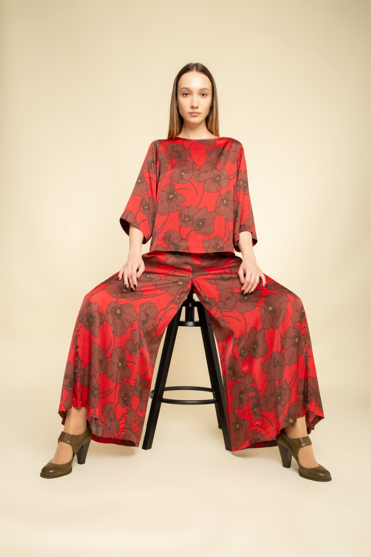 Pant Jean Red Flower