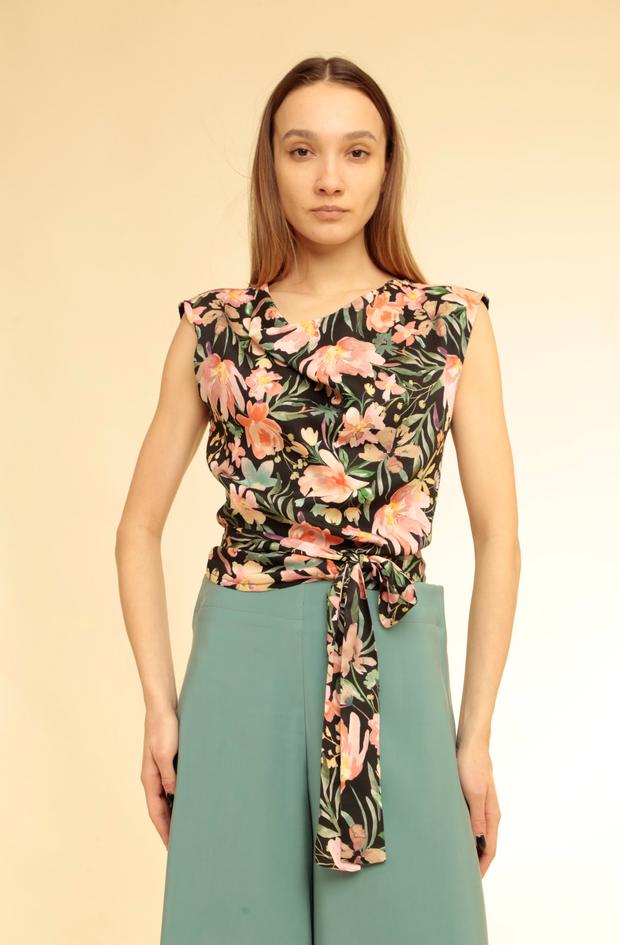 Athena Deep Floral Print Top