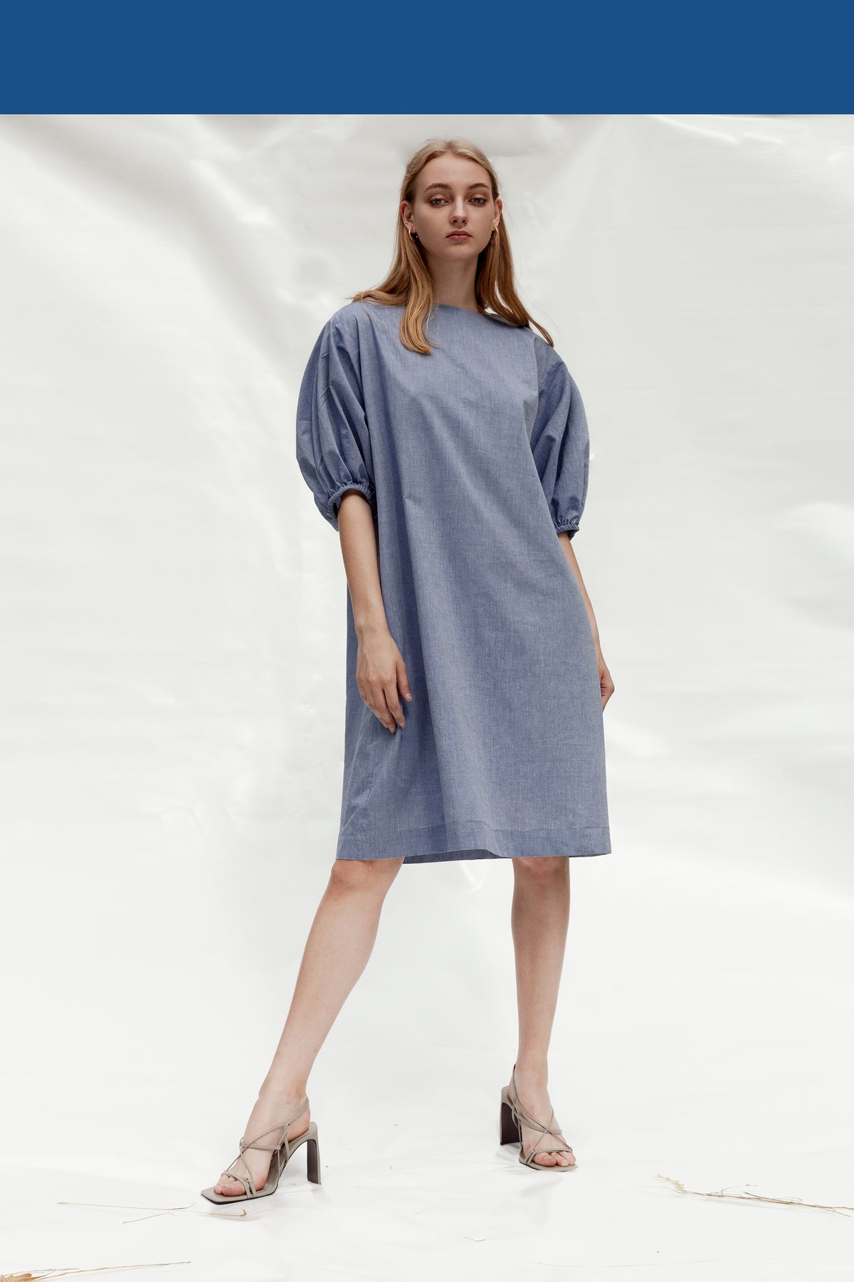 Gray-blue cotton dress