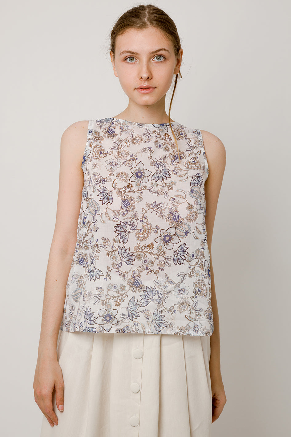 Lavender and taupe flower top